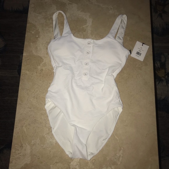 Onia Other - Onia White Sandra Ribbed Button-down One-piece